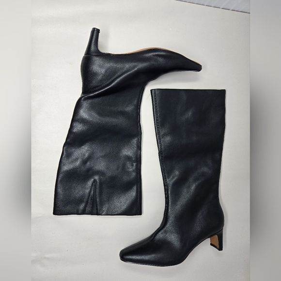 Seychelles June Black Faux Leather Mid Calf Boots Sz 7.5 Expandable Calf Gusset - Picture 2 of 12